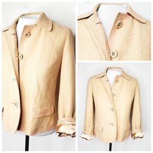 GAP Beige Wool-Blend Single-Breasted Blazer Jacket